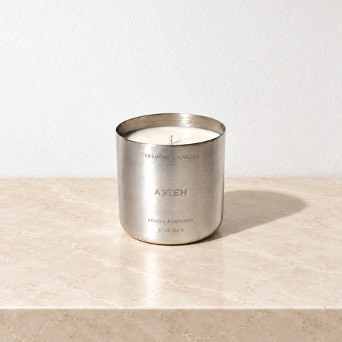 Bougie Santo palo santo — marbre beige harmonisé