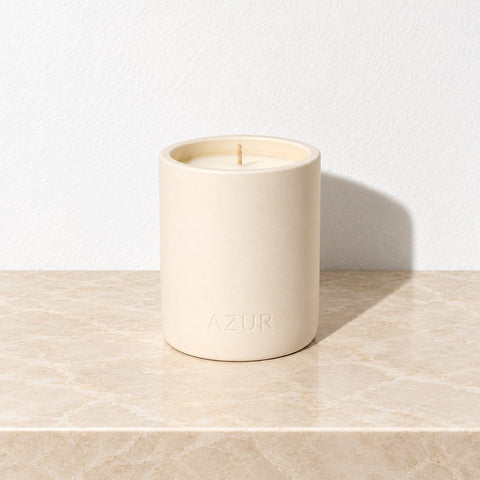 Bougie Morning Muse agrumes — marbre beige harmonisé