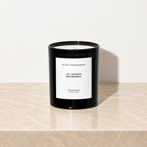 Bougie Le jardin bohémien — marbre beige harmonisé