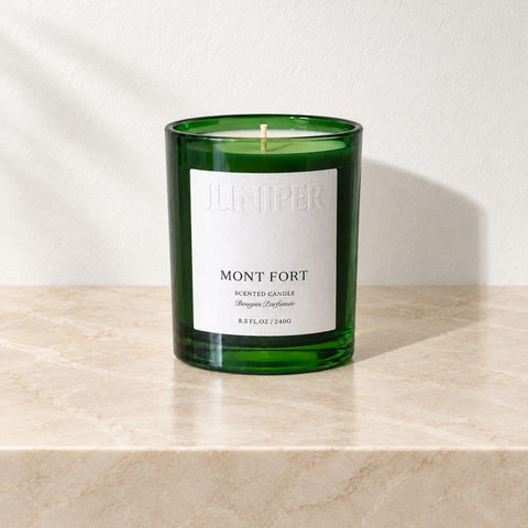 Bougie Mont Fort végétale — marbre beige harmonisé