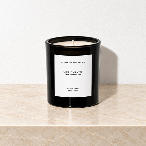 Bougie Les fleurs du jardin — marbre beige harmonisé