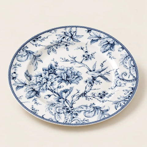 Assiette Kensington décor naturel — vue légèrement inclinée