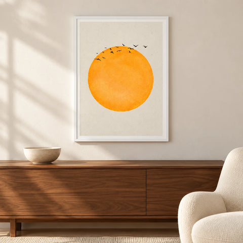 Affiche soleil et oiseaux — ambiance