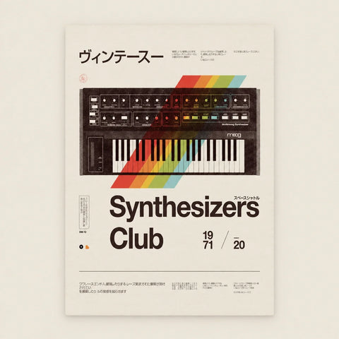 Affiche synthétiseur rétro coloré — vue seule