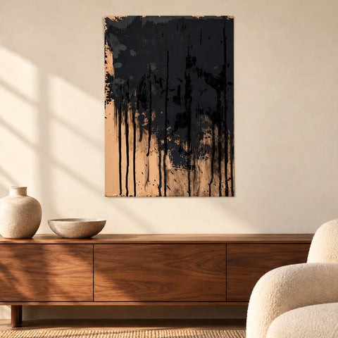 Affiche coulures noires abstraites — ambiance