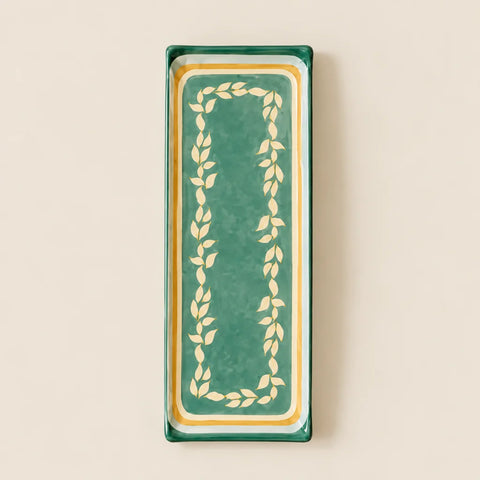 Plat Capria faïence verte — vue de face