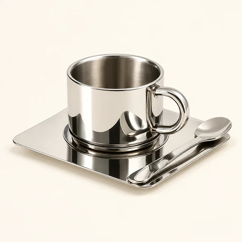 Ensemble café acier inoxydable — vue de face
