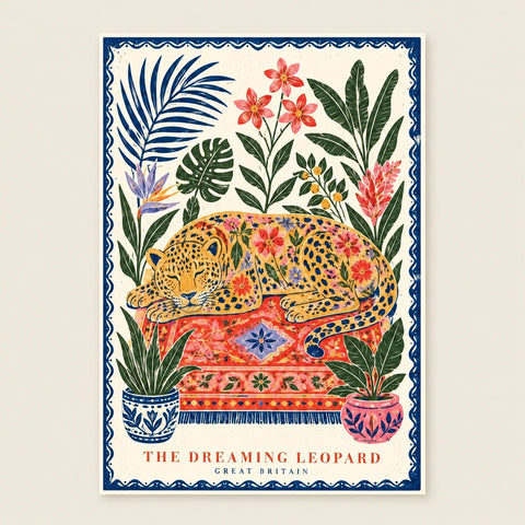 Affiche léopard rêveur tropical — vue seule