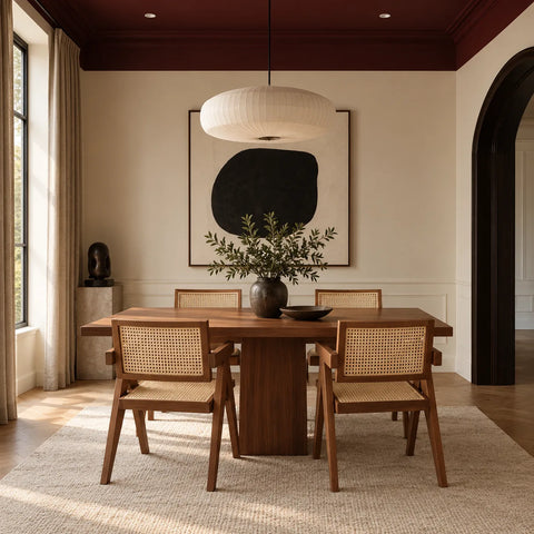 Chaise Jeanneret bois rotin — salon table 4