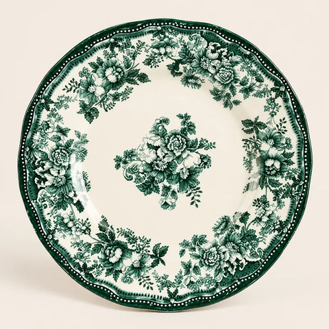 Assiette Faustine grès vert — vue de face