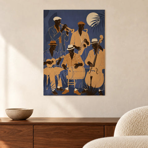 Affiche orchestre jazz nocturne — ambiance