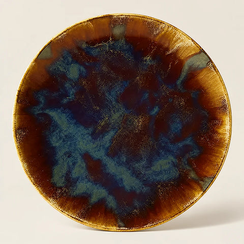 Assiette Volcano porcelaine marron — vue de face