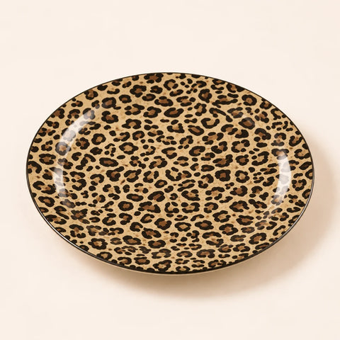 Assiette dessert Leopard beige — vue légèrement inclinée