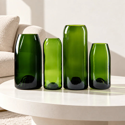 Vase vert verre recyclé — ambiance