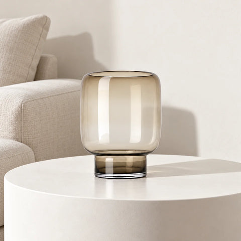 Vase Cube verre fumé — ambiance