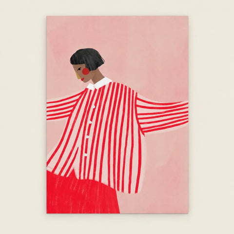 Affiche veste rouge rayée — vue seule