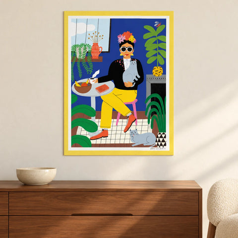 Affiche fille aux chats — ambiance