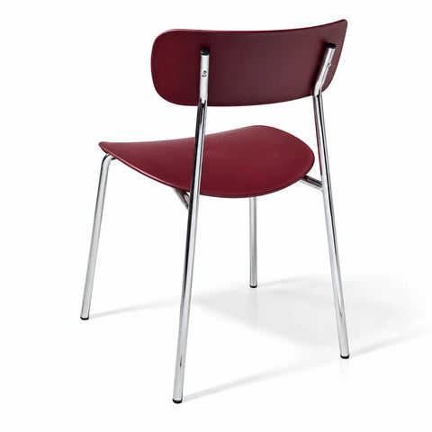 Chaise Doja bordeaux métal — vue trois quarts arriere