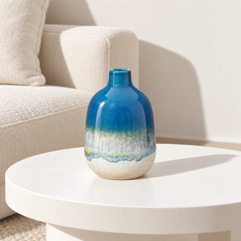 Vase Mojave bleu émaillé — ambiance
