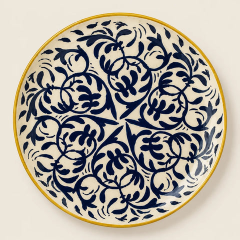 Assiette Héraclée grès bleu — vue de face