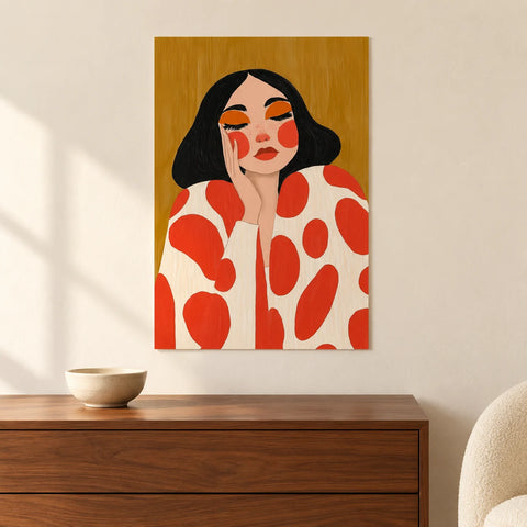 Affiche femme aux pois rouges — ambiance