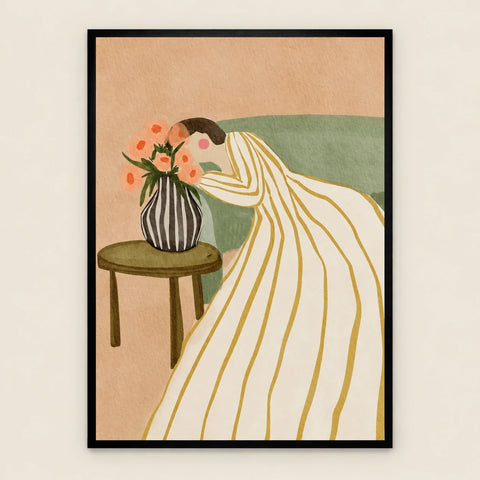 Affiche femme aux fleurs — vue seule