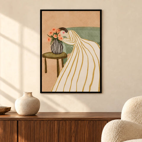 Affiche femme aux fleurs — ambiance