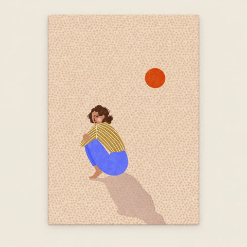 Affiche femme pensive solaire — vue seule