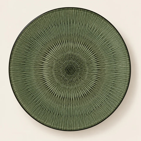 Assiette plate Hypnose kaki — vue de face