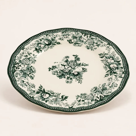 Assiette dessert Faustine verte — vue légèrement inclinée