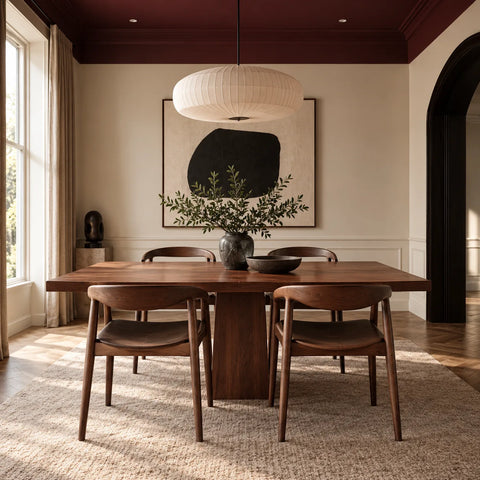 Chaise orme marron incurvée — salon table 4