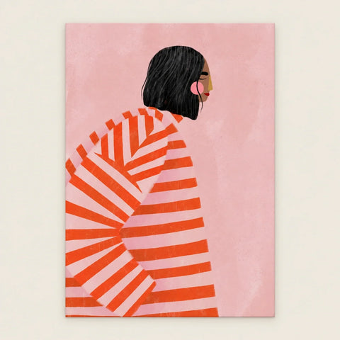 Affiche manteau rayé orange — vue seule