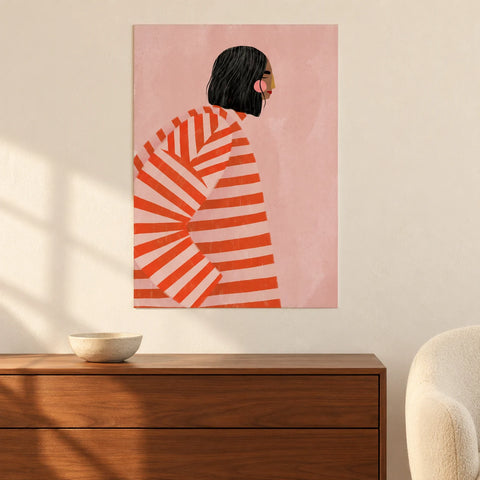 Affiche manteau rayé orange — ambiance