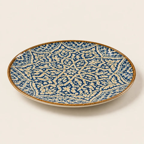 Assiette Calypso porcelaine bleue — vue de face
