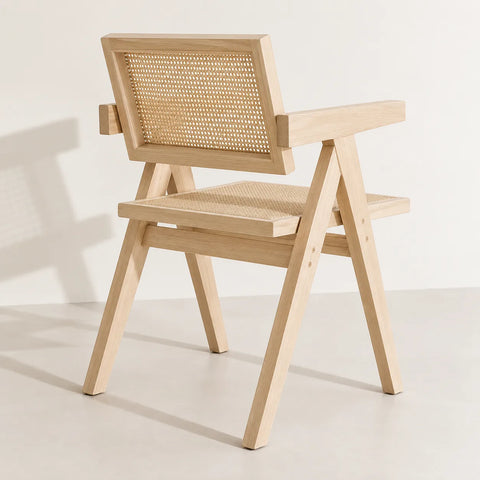 Fauteuil bureau Hector rotin — vue trois quarts arriere