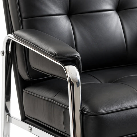 Fauteuil lounge simili cuir noir — detail matiere