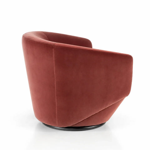 Fauteuil pivotant velours pêche — vue arriere