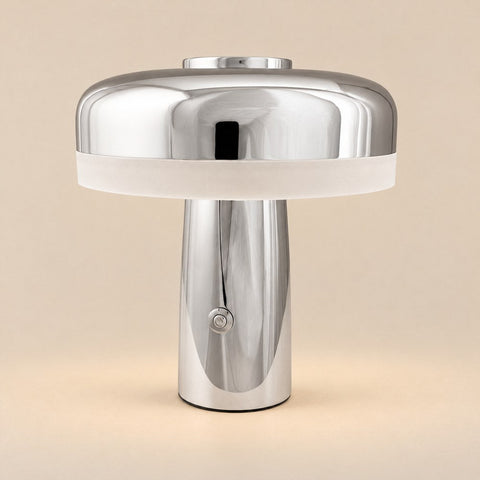 Lampe Porter chrome rechargeable — beige sable