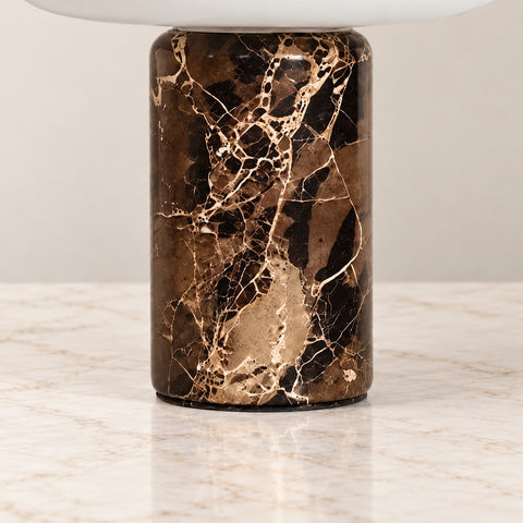 Lampe Bruno marbre verre — détail du pied