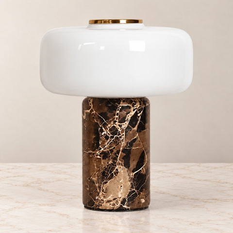 Lampe Bruno marbre verre — vue rapprochée