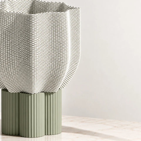 Lampe Bloom vert ciment — gros plan