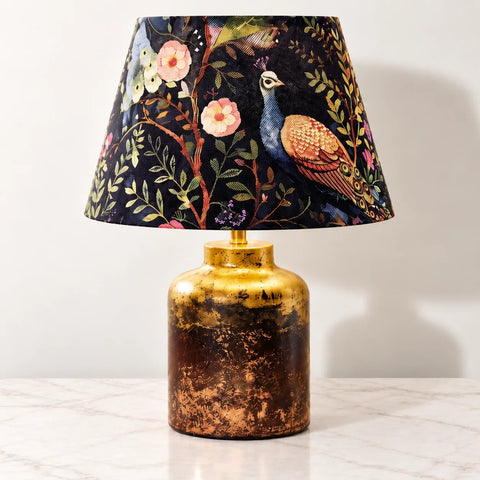 Lampe Paon abat-jour artisanal — zoom moyen