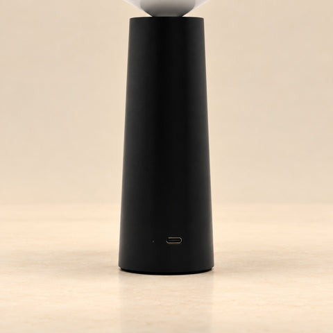 Lampe tactile champignon noire — détail du pied