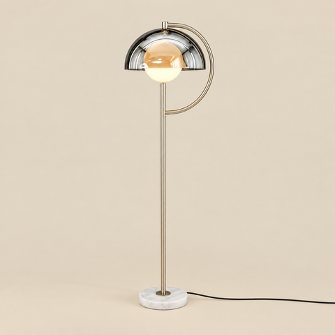 Lampadaire sphère argent LV2527 sur fond beige