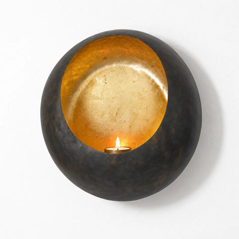 Photophore Rondo métal doré — allumee