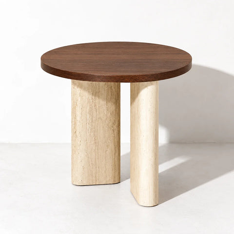 Table d’appoint Amber effet noyer — vue entiere
