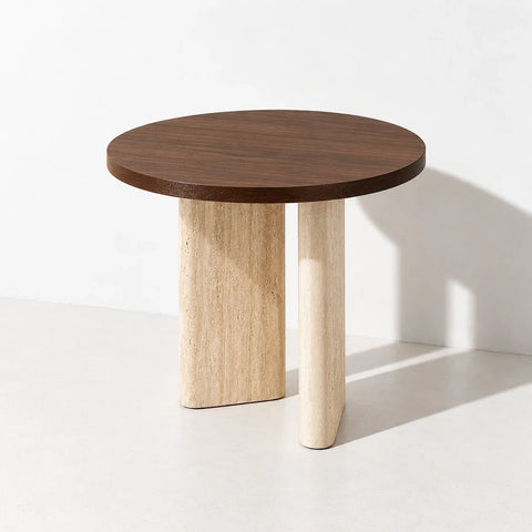Table d’appoint Amber effet noyer — autre angle