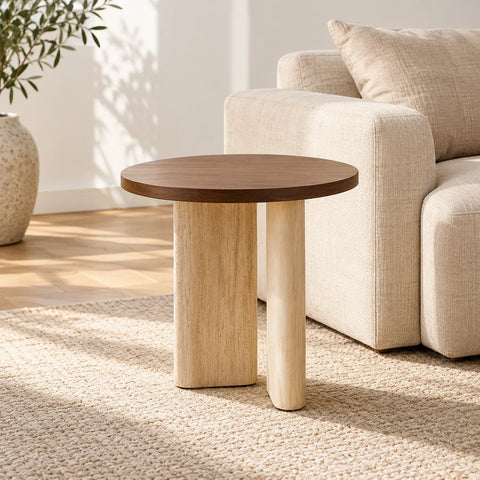 Table d’appoint Amber effet noyer — salon