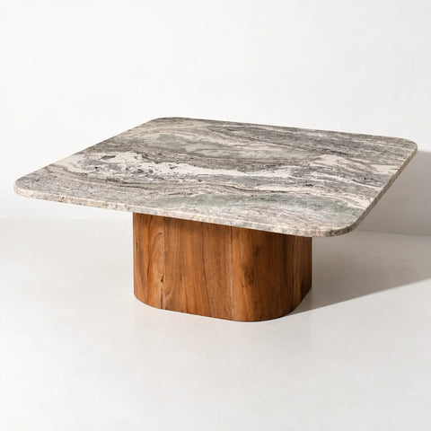 Table basse Bergen marbre acacia — autre angle