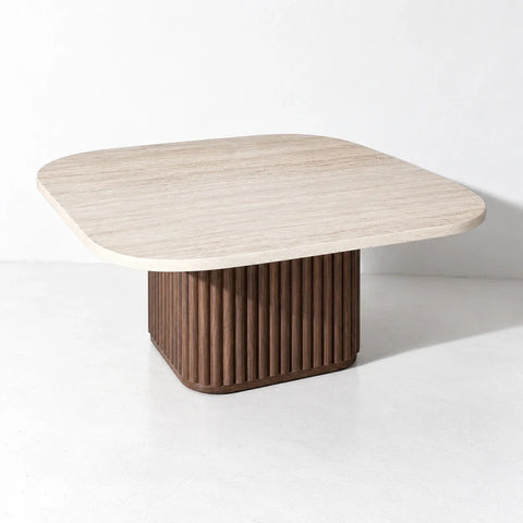 Table basse Esther effet travertin — vue entiere